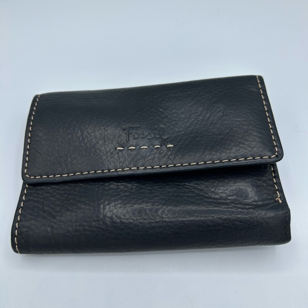 Fossil black leather folding wallet
